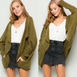 ELIZA Cocoon Knit Cardigan - OLIVE